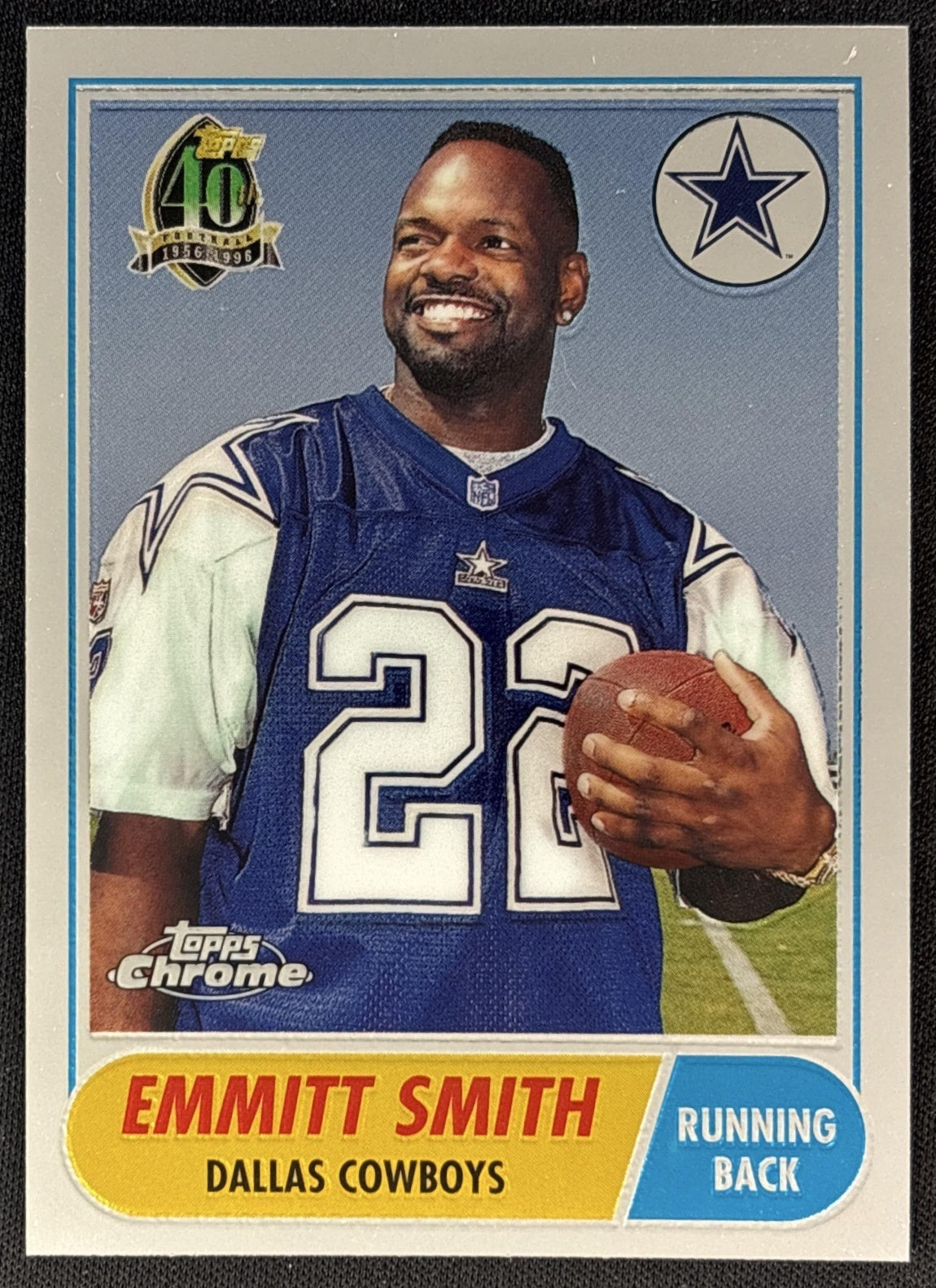 Emmitt Smith 1996 Topps Chrome 40th Anniversary Commemorative Cowboys front