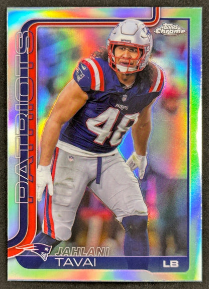 Jahlani Tavai 2025 Topps Chrome Refractor Patriots Sports Trading Cards
