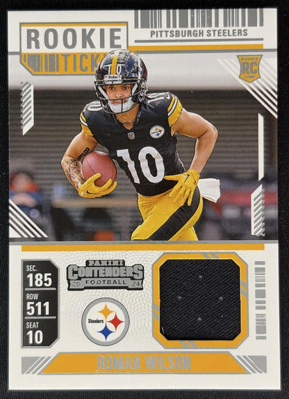 Roman Wilson 2024 Panini Contenders Rookie Ticket Swatches Steelers front