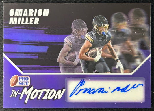 Omarion Miller 2025 Leaf Pro Set Metal In Motion Prismatic Purple /15 Sports Trading Cards