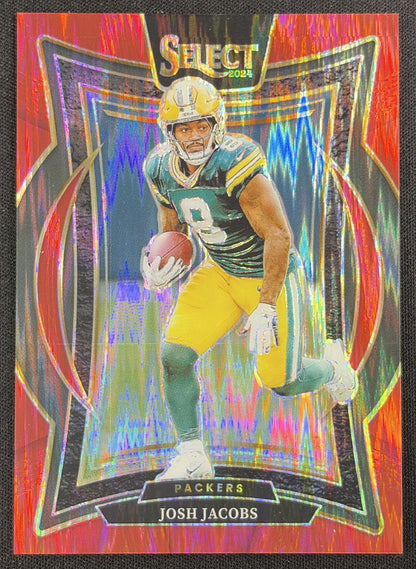 Josh Jacobs 2024 Panini Select Concourse Red Prizm Shock /249 Packers