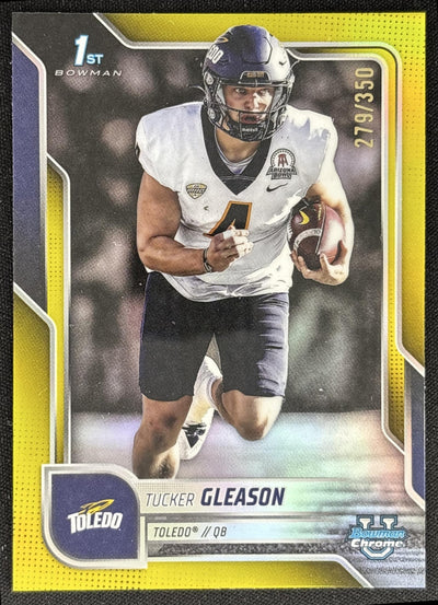 Tucker Gleason 2025 Chrome University Prospects Yellow Refractor /350 Rockets Sports Trading Card