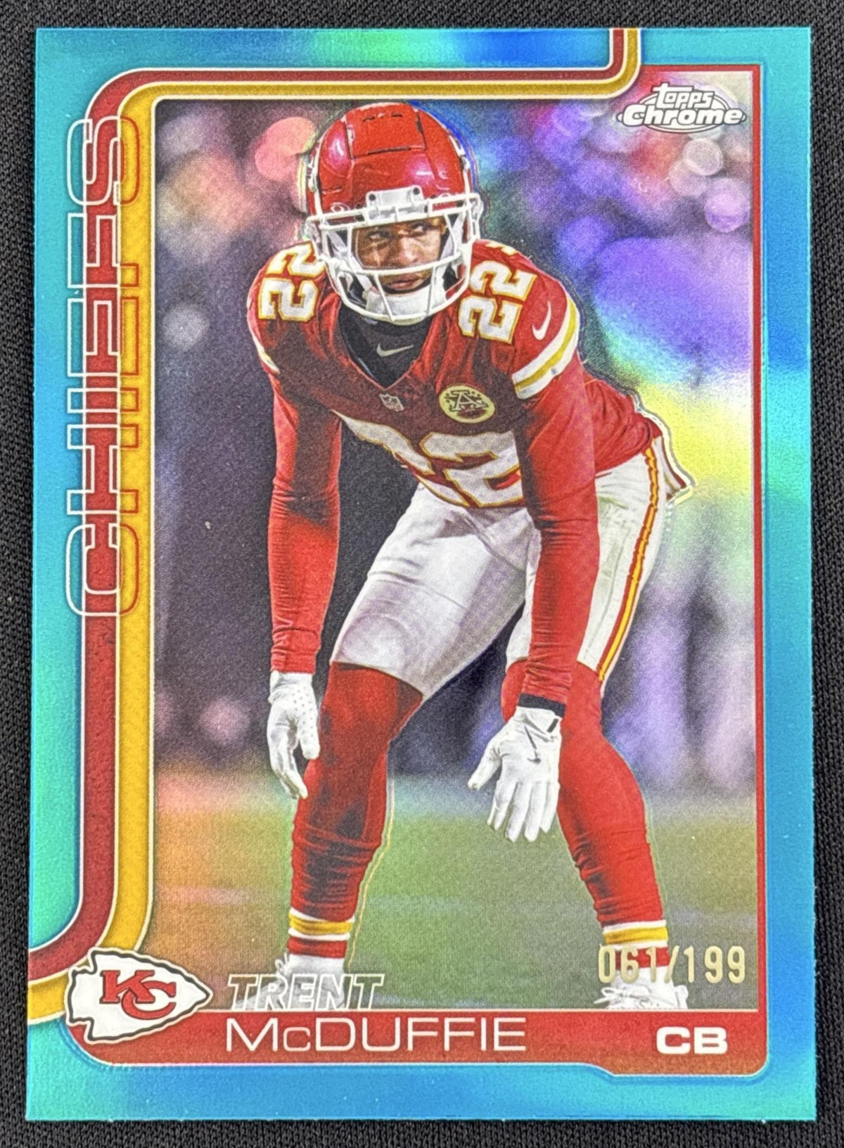 Trent McDuffie 2025 Topps Chrome Aqua Refractor /199 Chiefs