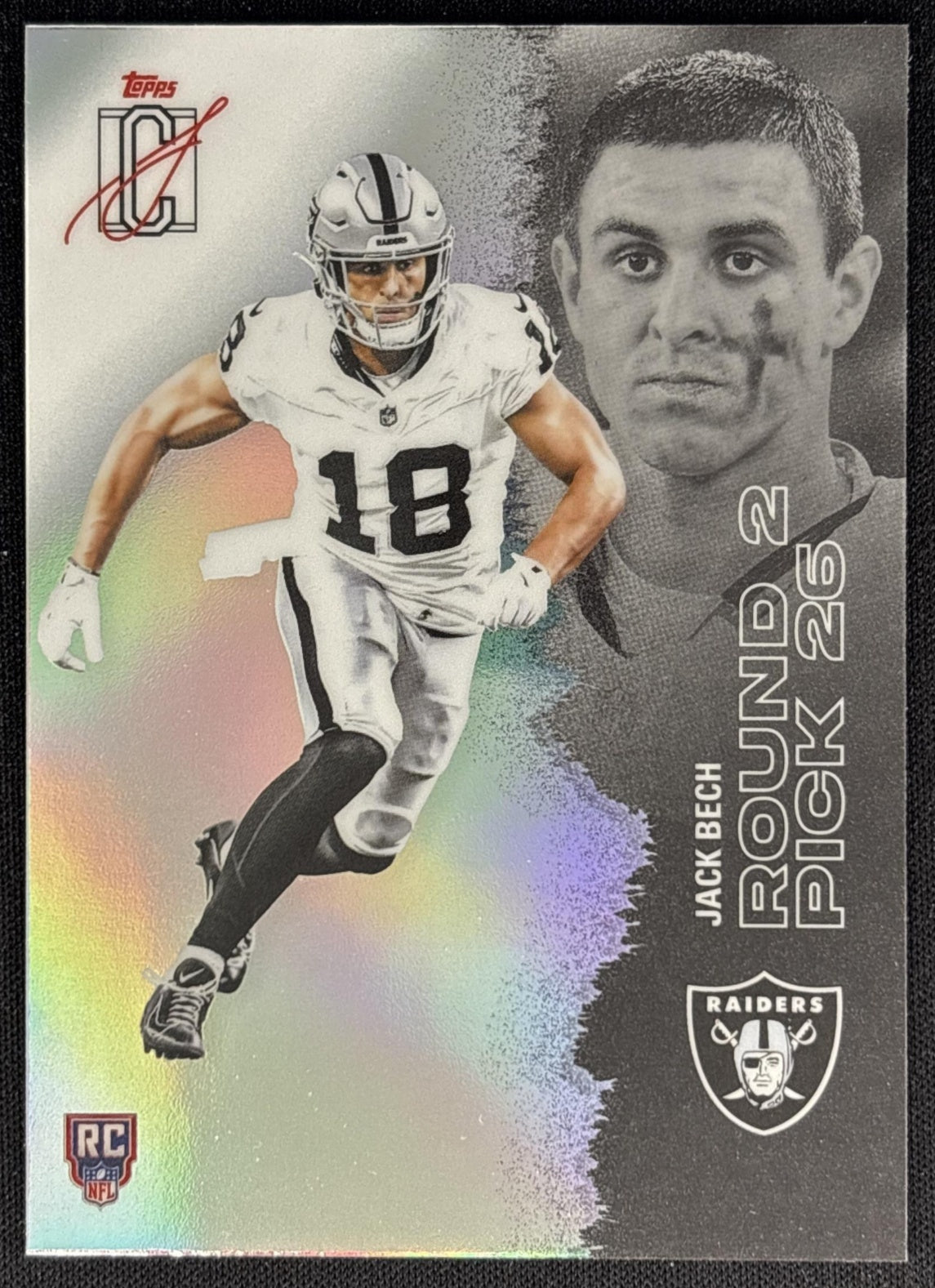 Jack Bech 2025 Topps Signature Class Chrome Rookie White Refractor Raiders Sports Trading Cards