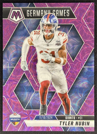 Tyler Nubin 2025 Panini Mosaic International Games Purple Scope Prizm Giants Default Title Sports Trading Cards