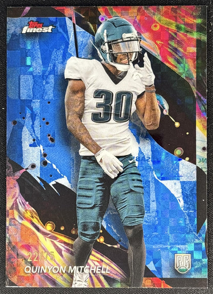 Quinyon Mitchell 2024 Topps Finest Blue Checkerboard Refractor /75 Eagles