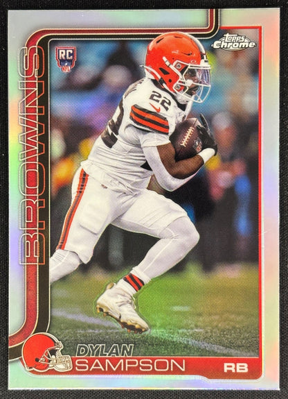 Dylan Sampson 2025 Topps Chrome Rookie Refractor Browns Sports Trading Cards