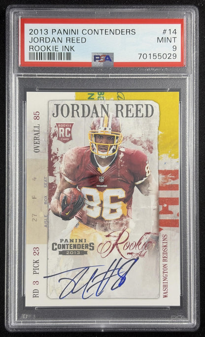 Jordan Reed 2013 Panini Contenders Rookie Ink PSA 9 Redskins Sports Trading Card