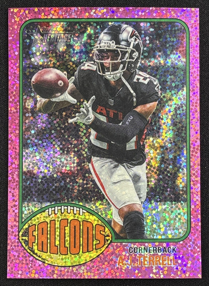 Atlanta Falcons 2026 Topps Heritage Chrome Pink Sparkle Falcons Sports Trading Card