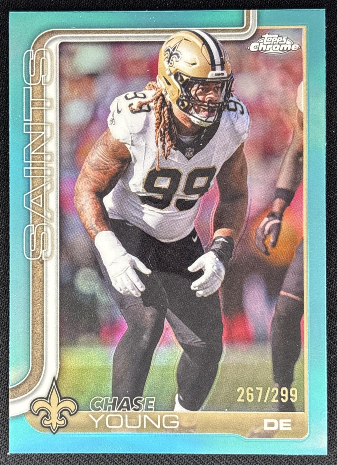 Chase Young 2025 Topps Chrome Teal Refractor /299 Saints front