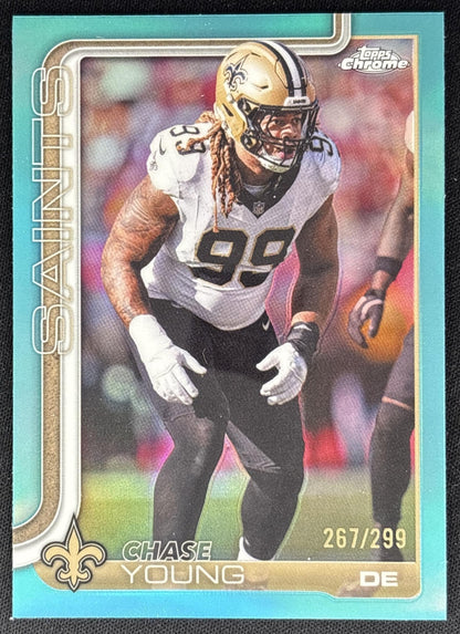Chase Young 2025 Topps Chrome Teal Refractor /299 Saints front