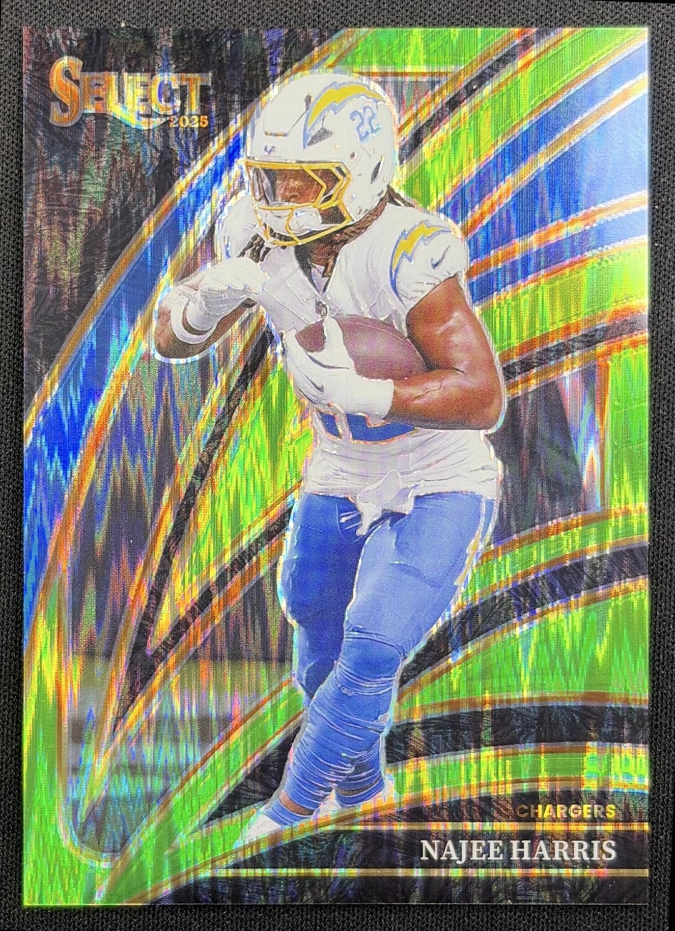 Najee Harris 2025 Panini Select Club Level Neon Green Prizm Shock /699 Chargers