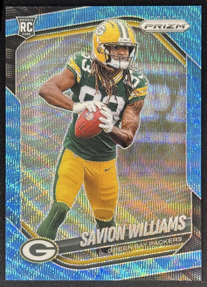 Savion Williams 2025 Panini Prizm Blue Wave /230 Packers Sports Trading Card