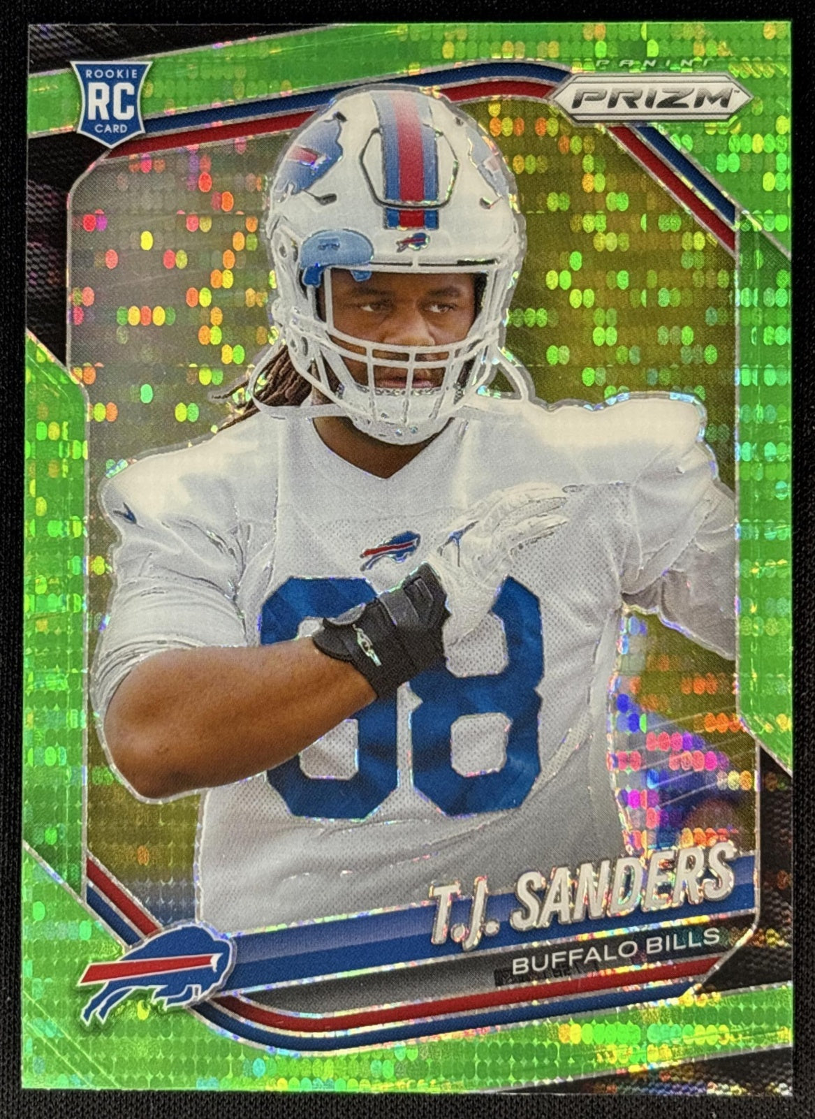 T.J. Sanders 2025 Panini Prizm Neon Green Pulsar Bills