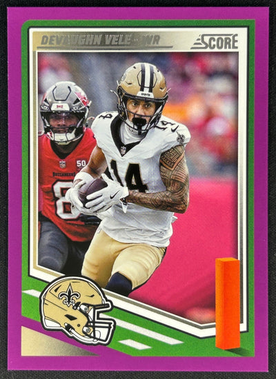 DeVaughn Vele 2025 Score Purple Saints Sports Trading Card