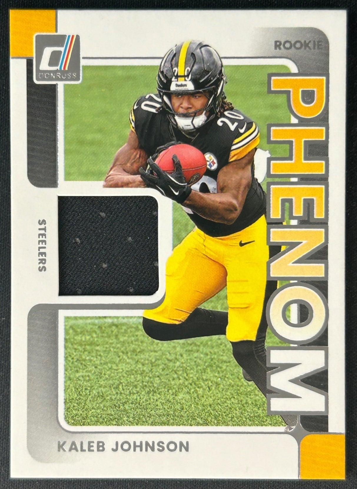 Kaleb Johnson 2025 Donruss Rookie Phenom Jerseys Steelers Sports Trading Card