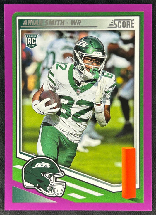 Arian Smith 2025 Score Purple Rookie Jets - Front