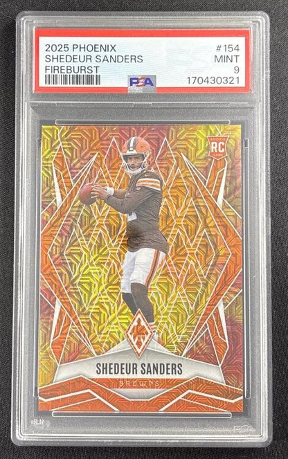 Shedeur Sanders 2025 Panini Phoenix Fire Burst Prizm /350 PSA 9 Browns 170430321
