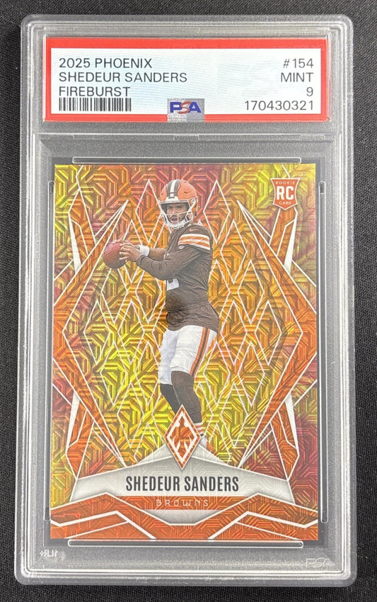 Shedeur Sanders 2025 Panini Phoenix Fire Burst Prizm /350 PSA 9 Browns 170430321