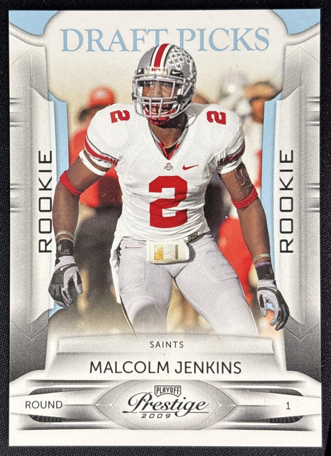Malcolm Jenkins 2009 Panini Playoff Prestige Draft Picks Light Blue /999 Saints front