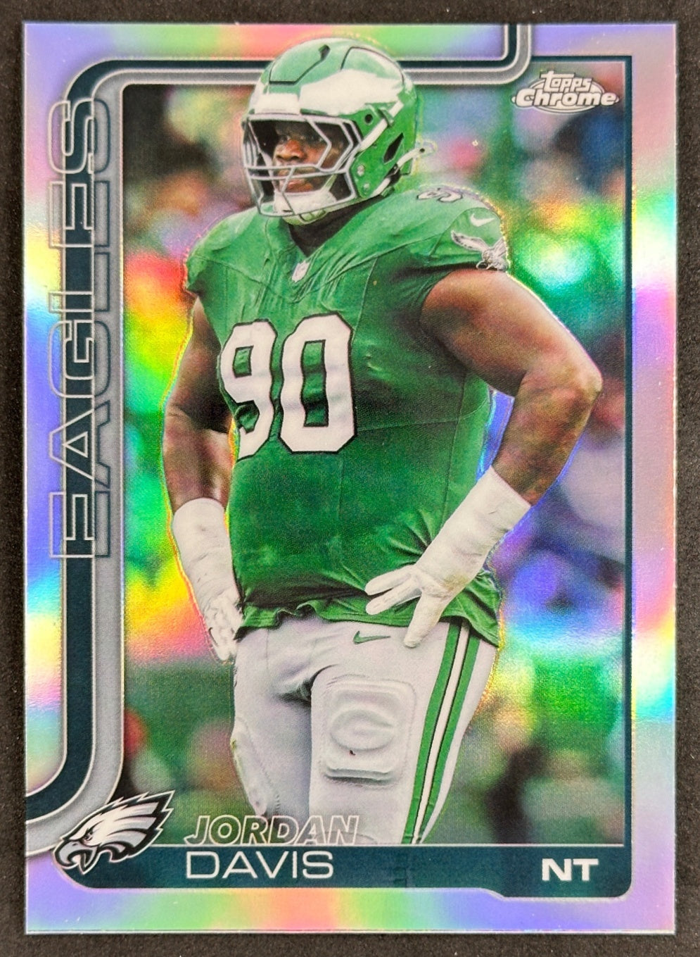 Jordan Davis 2025 Topps Chrome Refractor Eagles Sports Trading Cards