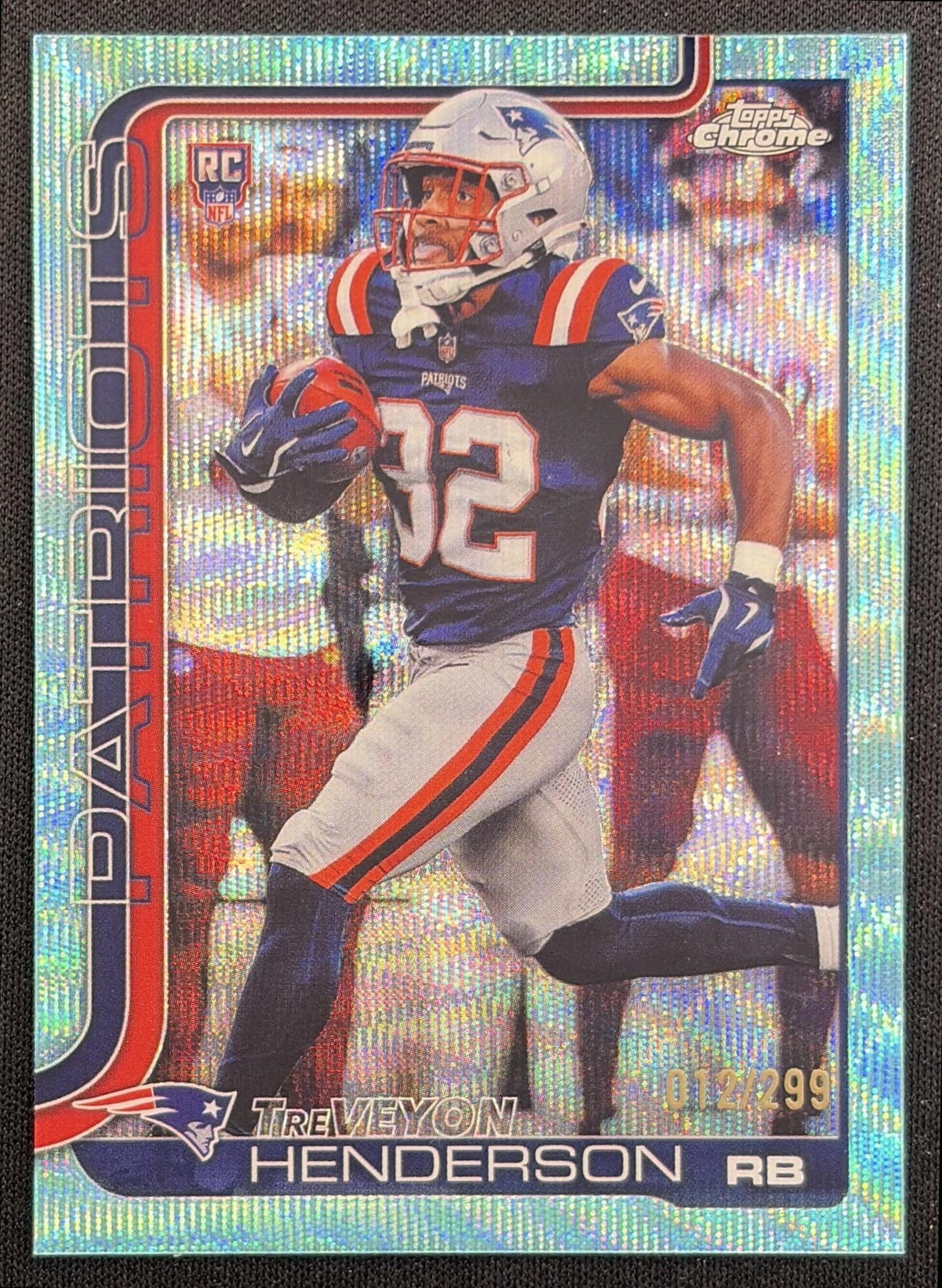 TreVeyon Henderson 2025 Topps Chrome Rookie Teal Wave Refractor /299 Patriots