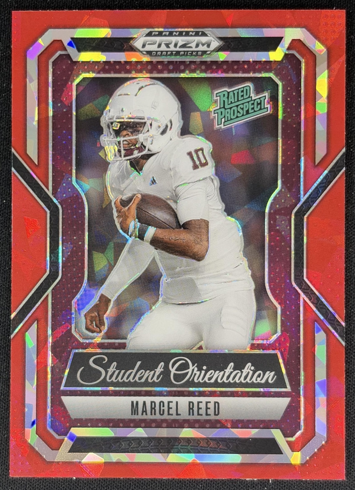 Marcel Reed 2025 Panini Prizm Draft Picks Student Orientation Red Ice Aggies Front