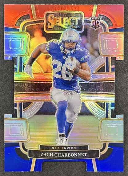 Zach Charbonnet 2023 Panini Select Red and Blue Prizms Die Cut Seahawks Default Title Sports Trading Card
