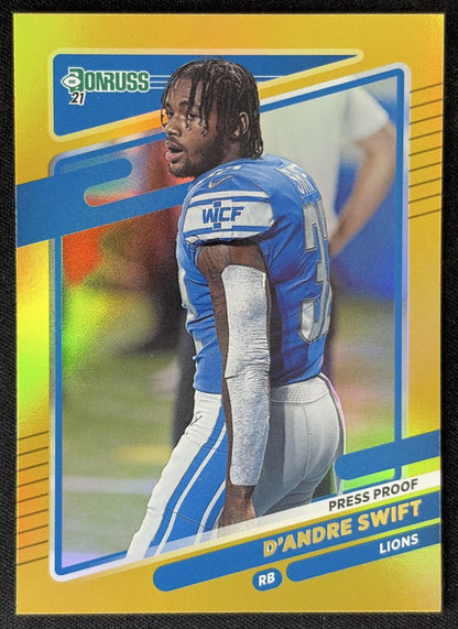 D Andre Swift 2021 Panini Donruss Press Proof Variation Premium Lions - Detroit Lions