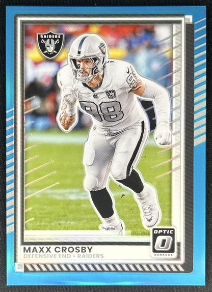Maxx Crosby 2025 Panini Donruss Optic Aqua Prizm /349 Raiders Front