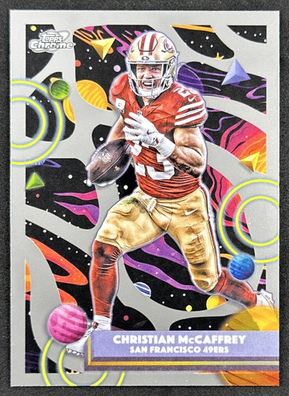 Christian McCaffrey 2025 Topps Cosmic Chrome 49ers front