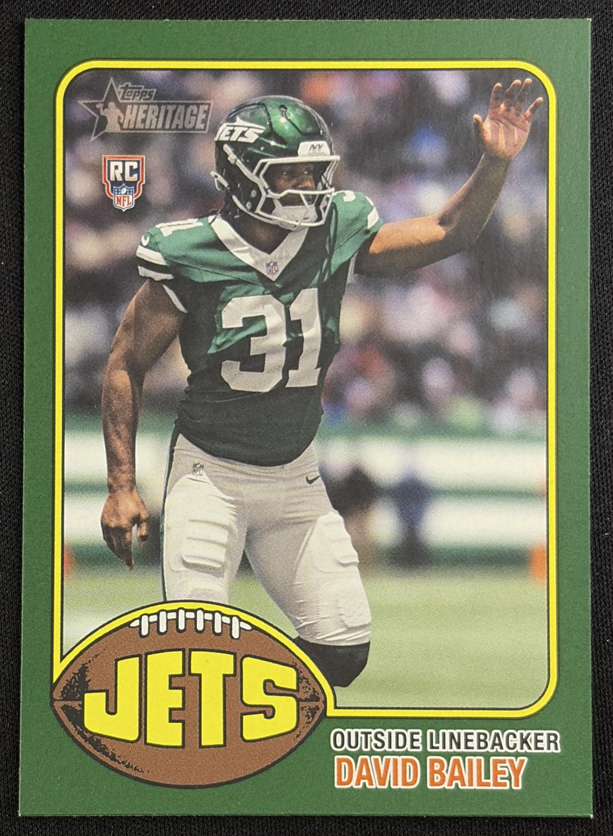 David Bailey 2026 Topps Heritage Dark Green Border Jets