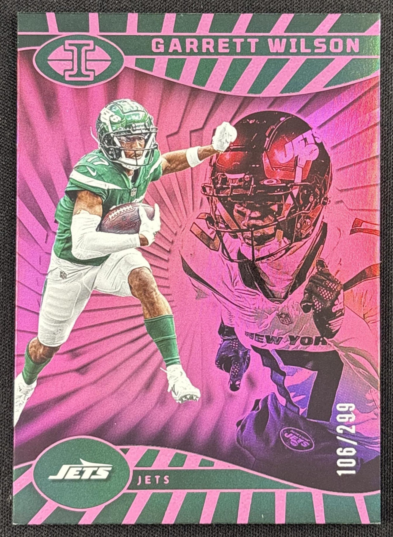 Garrett Wilson 2024 Panini Illusions Pink Trophy Collection /299 Jets
