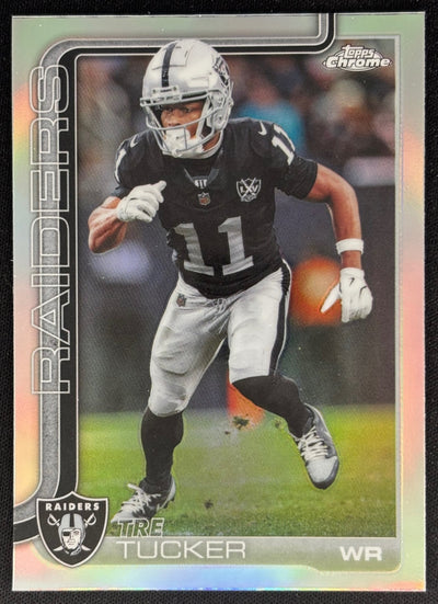 Tre Tucker 2025 Chrome Refractor Raiders Sports Trading Cards