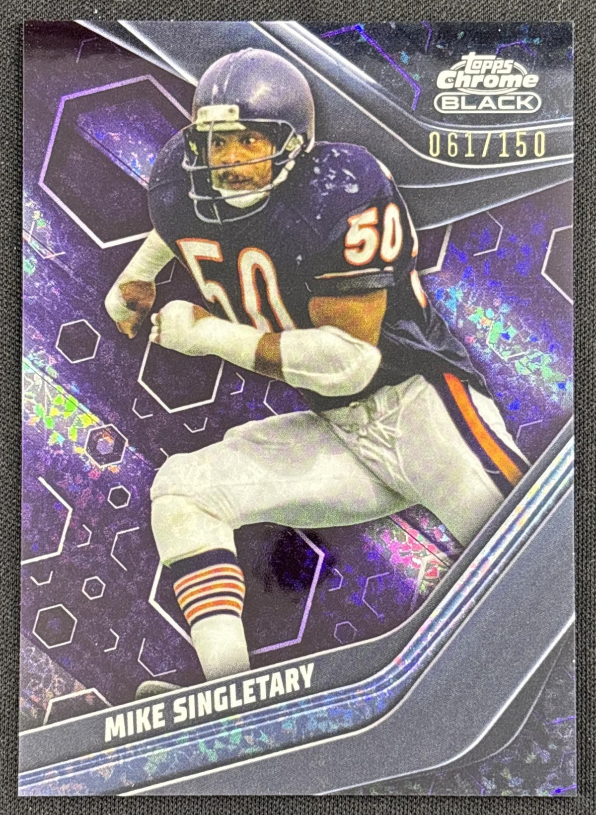 Mike Singletary 2023 Topps Composite Chrome Black Purple Mini Diamond Refractor /150 Bears