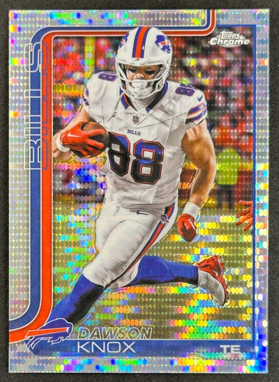 Dawson Knox 2025 Topps Chrome Pulsar Refractor Bills Sports Trading Cards