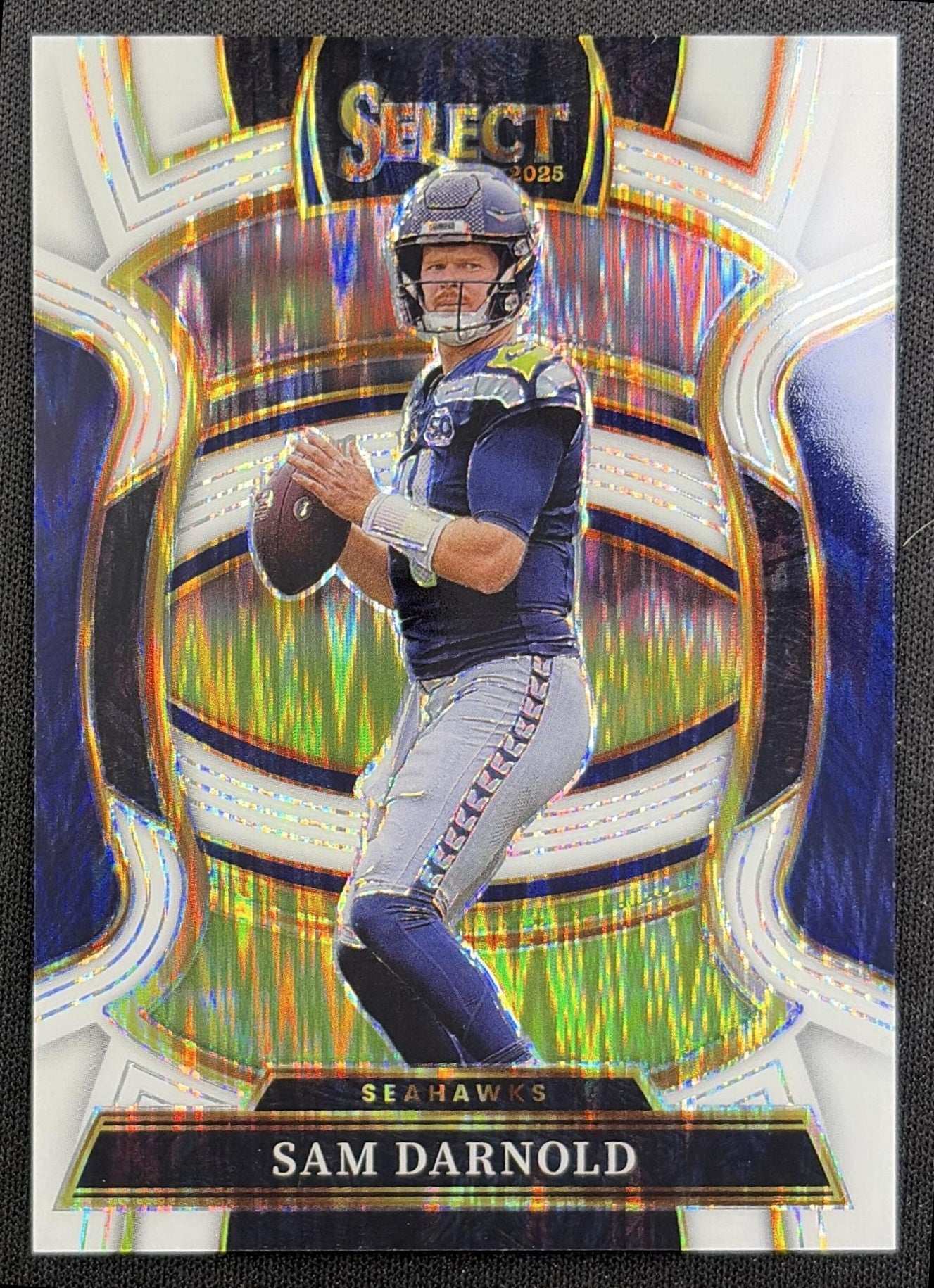 Sam Darnold 2025 Panini Select Concourse White Prizm Shock /799 Seahawks