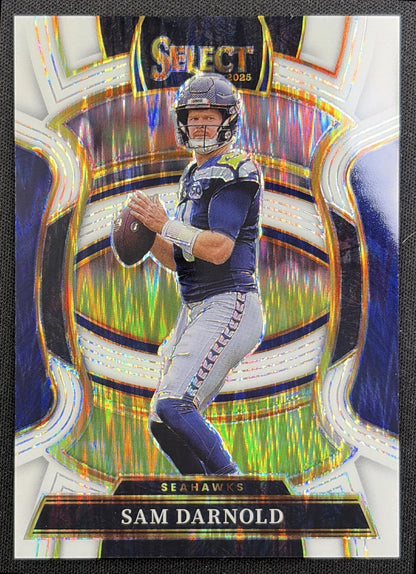 Sam Darnold 2025 Panini Select Concourse White Prizm Shock /799 Seahawks