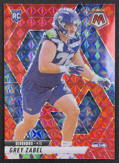 Grey Zabel 2025 Panini Mosaic Rookies Red Prizm Seahawks Seattle Seahawks