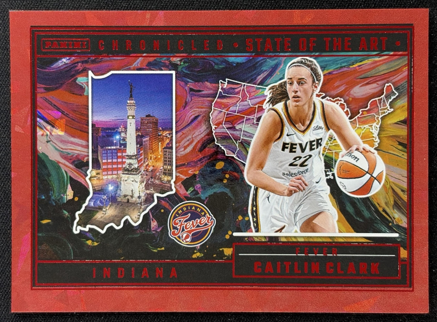 Caitlin Clark 2025 Panini Chronicled State of the Art Red Cracked Ice Fever 81