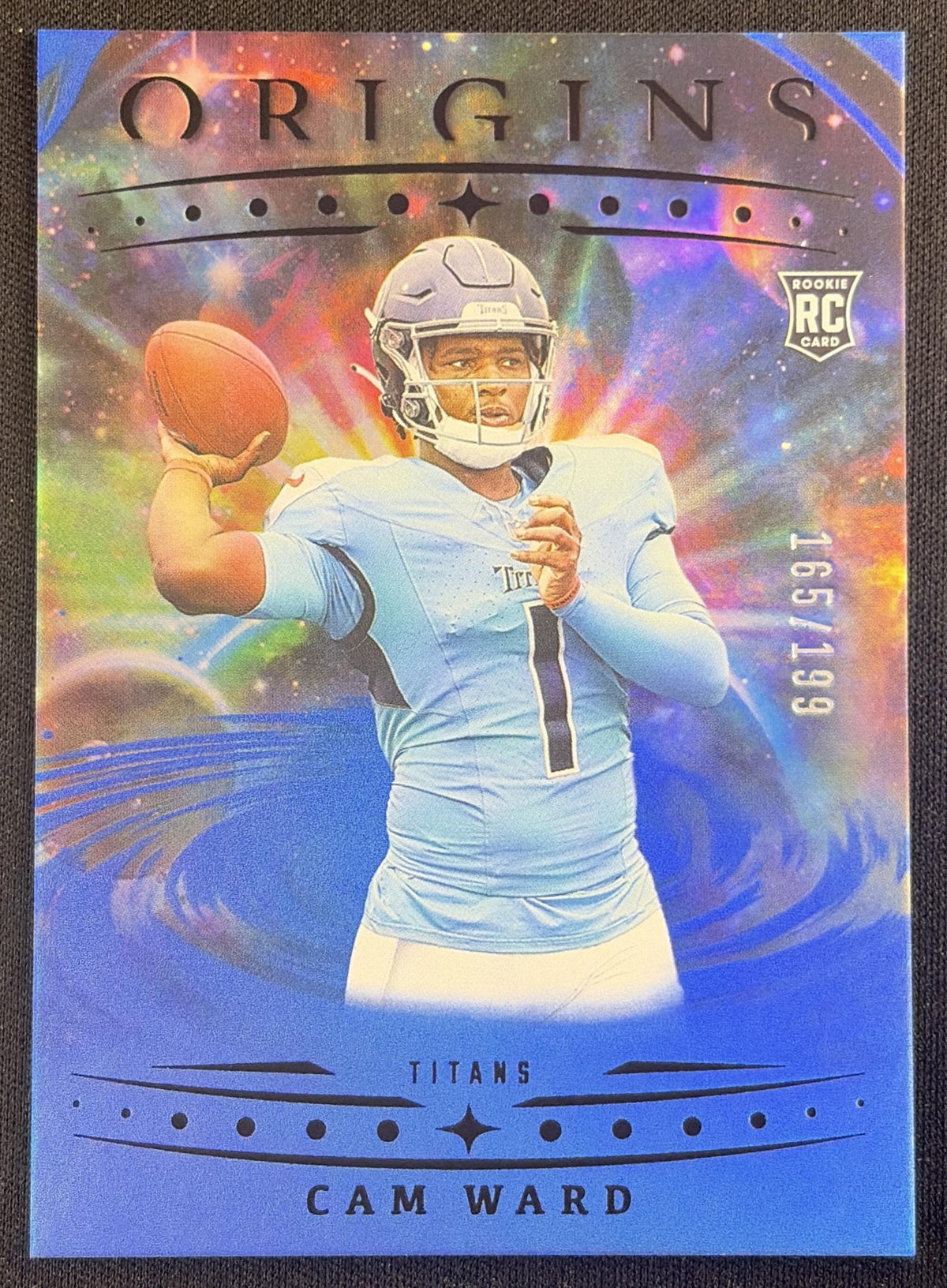 Cam Ward 2025 Panini Origins Rookie Holo Blue /199 Titans Sports Trading Card