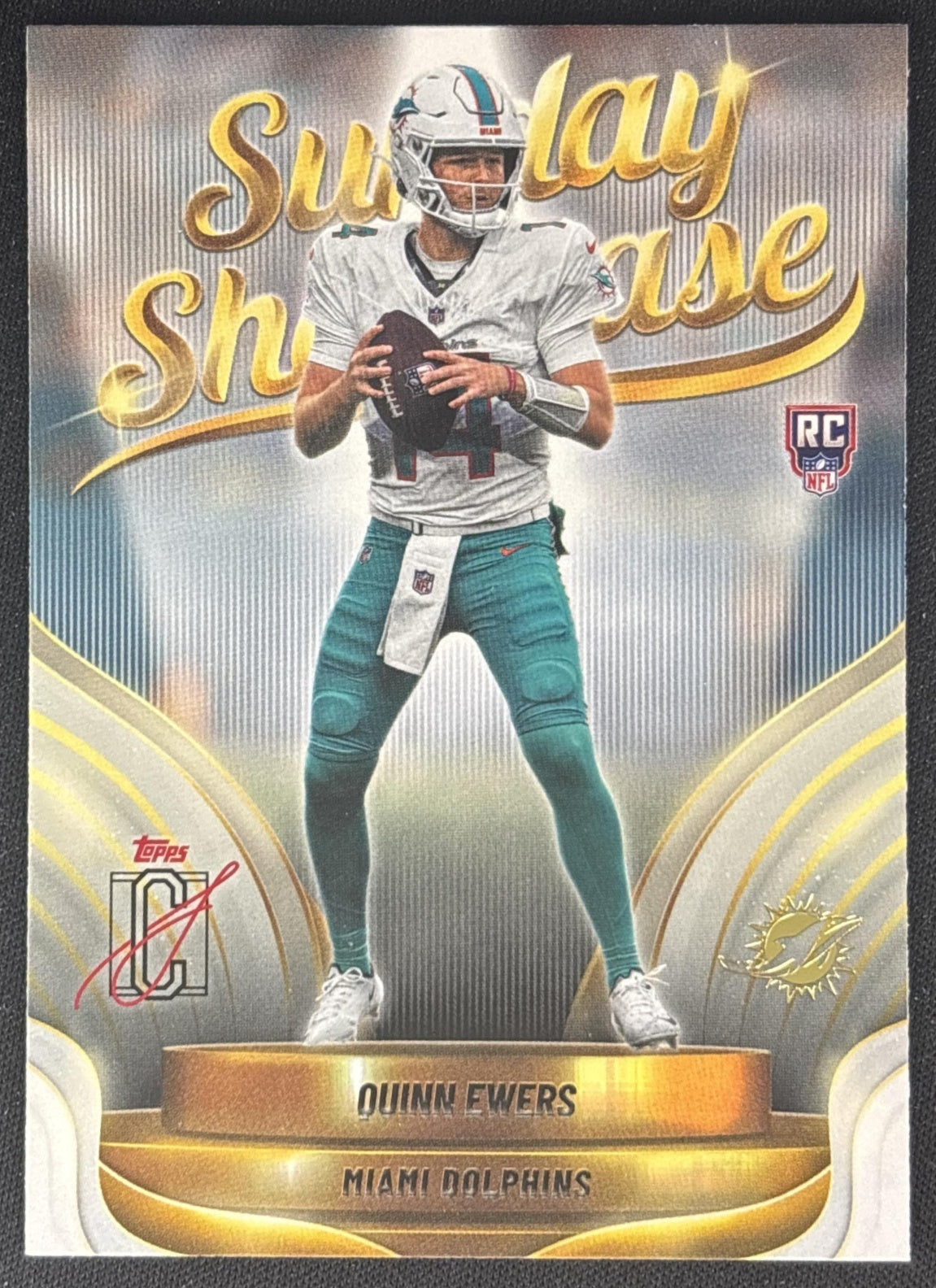 Quinn Ewers 2025 Topps Signature Class Sunday Showcase Dolphins front
