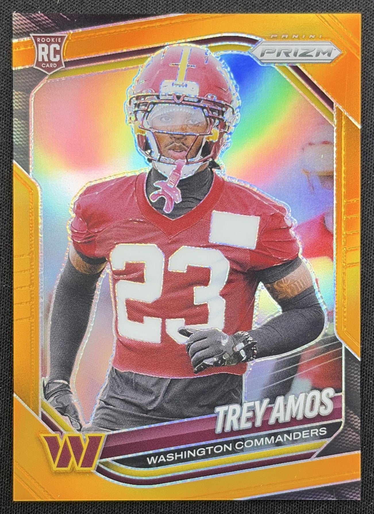 Trey Amos 2025 Panini Prizm Orange /249 Commanders Washington Commanders