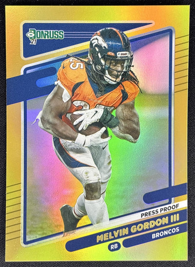 Melvin Gordon III 2021 Panini Donruss Press Proof Premium Broncos Sports Trading Card
