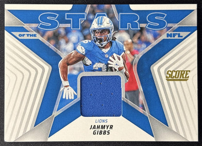 Jahmyr Gibbs 2025 Panini Score Stars of the NFL Jersey Lions Sports Trading Cards