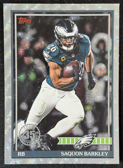 Saquon Barkley 2026 Topps 1991 Crackle Foil Eagles front