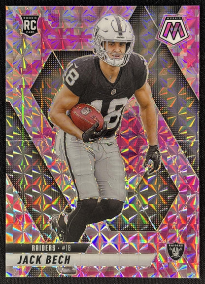 Jack Bech 2025 Panini Mosaic Rookies Camo Pink Prizm Raiders front
