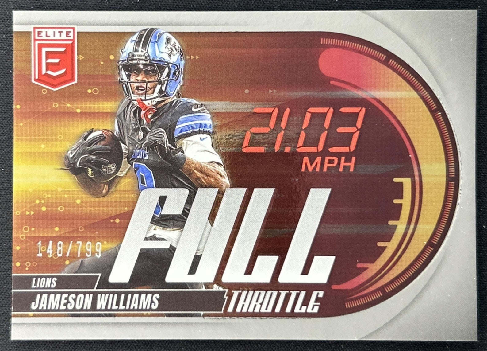 Jameson Williams 2025 Panini Donruss Elite Full Throttle /799 Lions