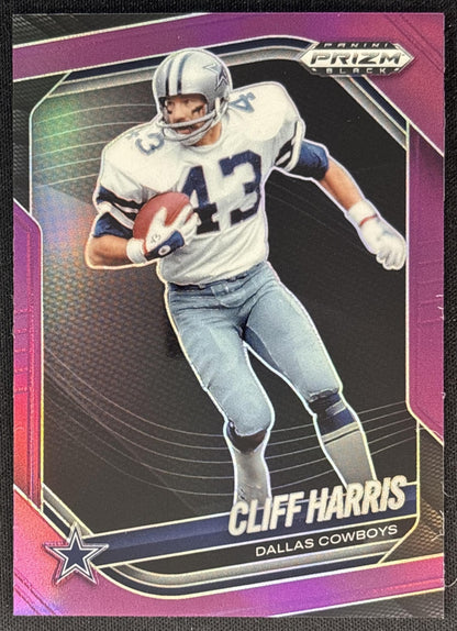 Cliff Harris 2025 Panini Prizm Black Purple /99 Cowboys front