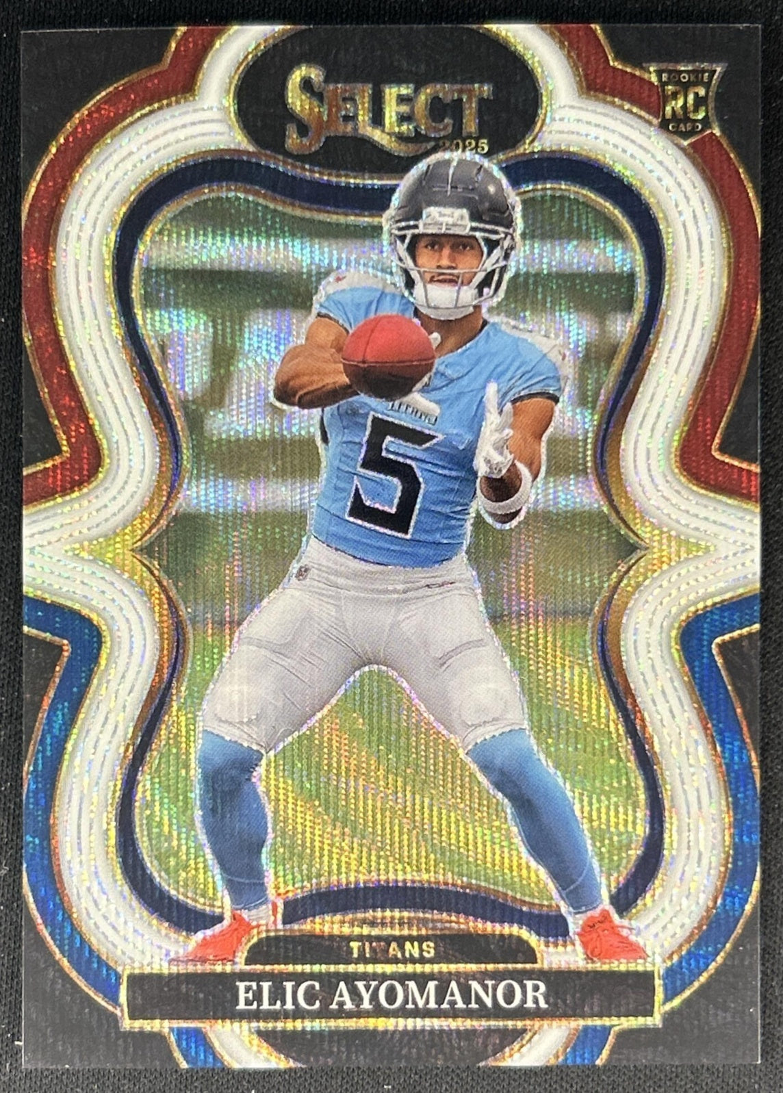 Elic Ayomanor 2025 Panini Select Suite Level Tri-Color Prizm /199 Titans